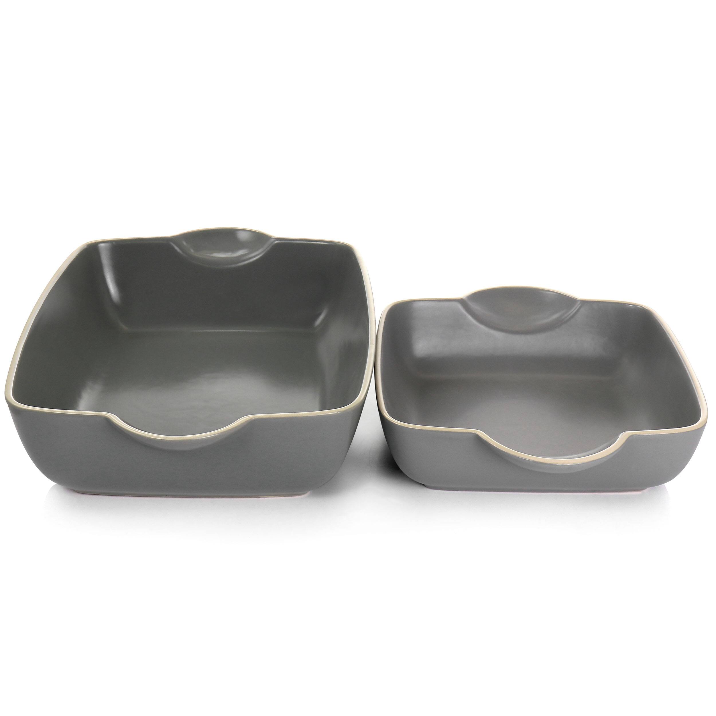 Alt View 4. Gibson - Gibson Home Rockaway 2 Piece Stoneware Nesting Bakeware Set in Grey - Gray.