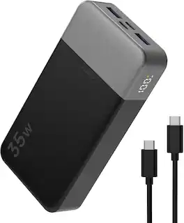 JUOVI - 20000mAh 35W USB-C PD Power Bank with LED Display and 4-Port Fast Charging - Black
