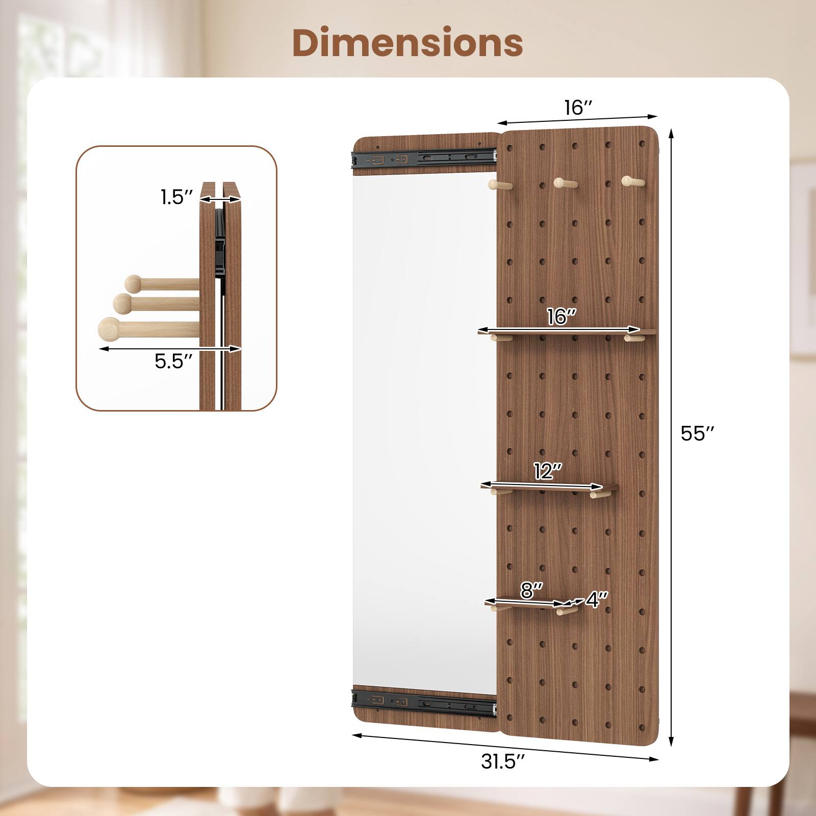 Dimensions
16"
1.5"
5.5"
16"
55"
12"
8"
4"
31.5"