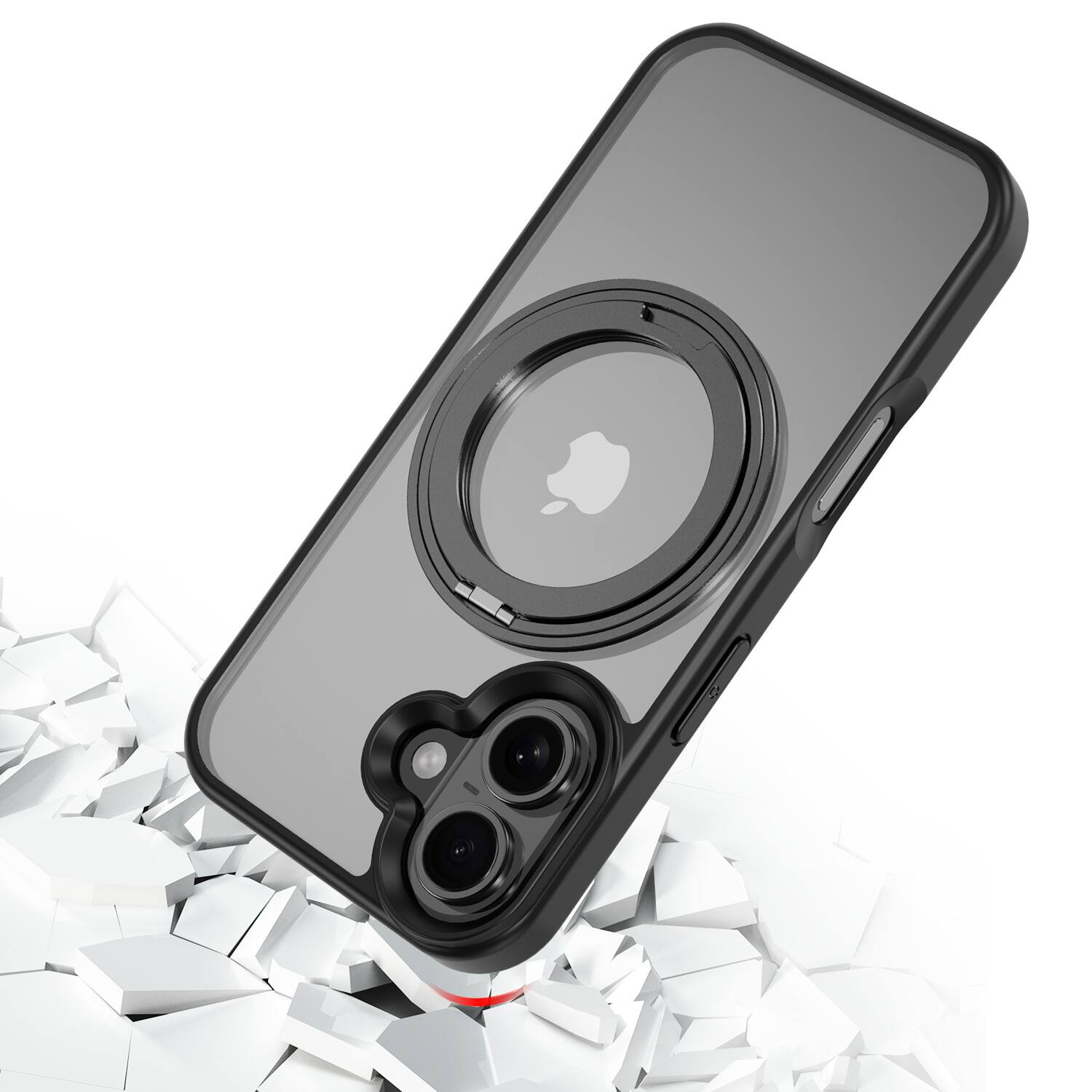 Alt View 4. Mybat Pro - MyBat Pro Lure Series 360° Ring Stand MagSafe Case for Apple iPhone 16 - Black - Clear/Black.