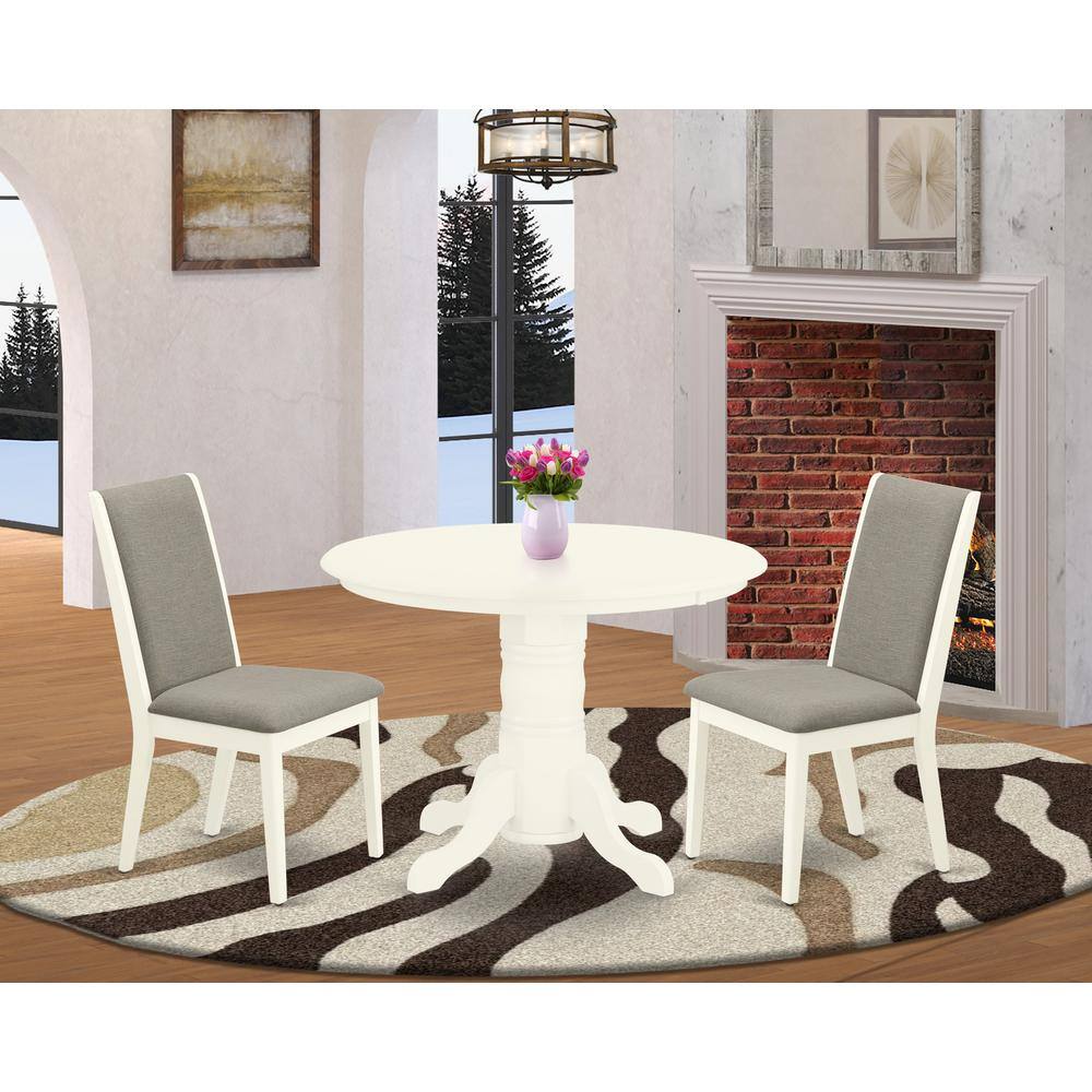Left. East West Furniture - Dining Room Set Linen White - Brown.