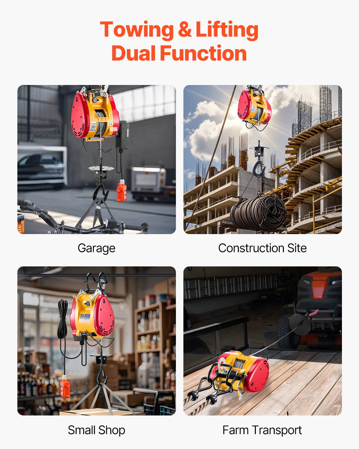Towing & Lifting Dual Function

- Garage
- Construction Site
- Small Shop
- Farm Transport