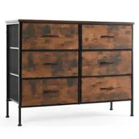 Bestier - 6 Drawer 38.2 in.W Fabric Storage Tower Dresser Wooden Top for Kid Room, Closet, Entryway, Nursery - Brown - Front_Zoom