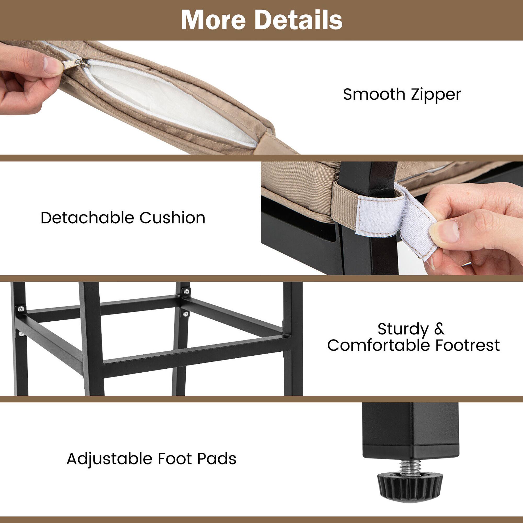 More Details
Smooth Zipper
Detachable Cushion
Sturdy & Comfortable Footrest
Adjustable Foot Pads