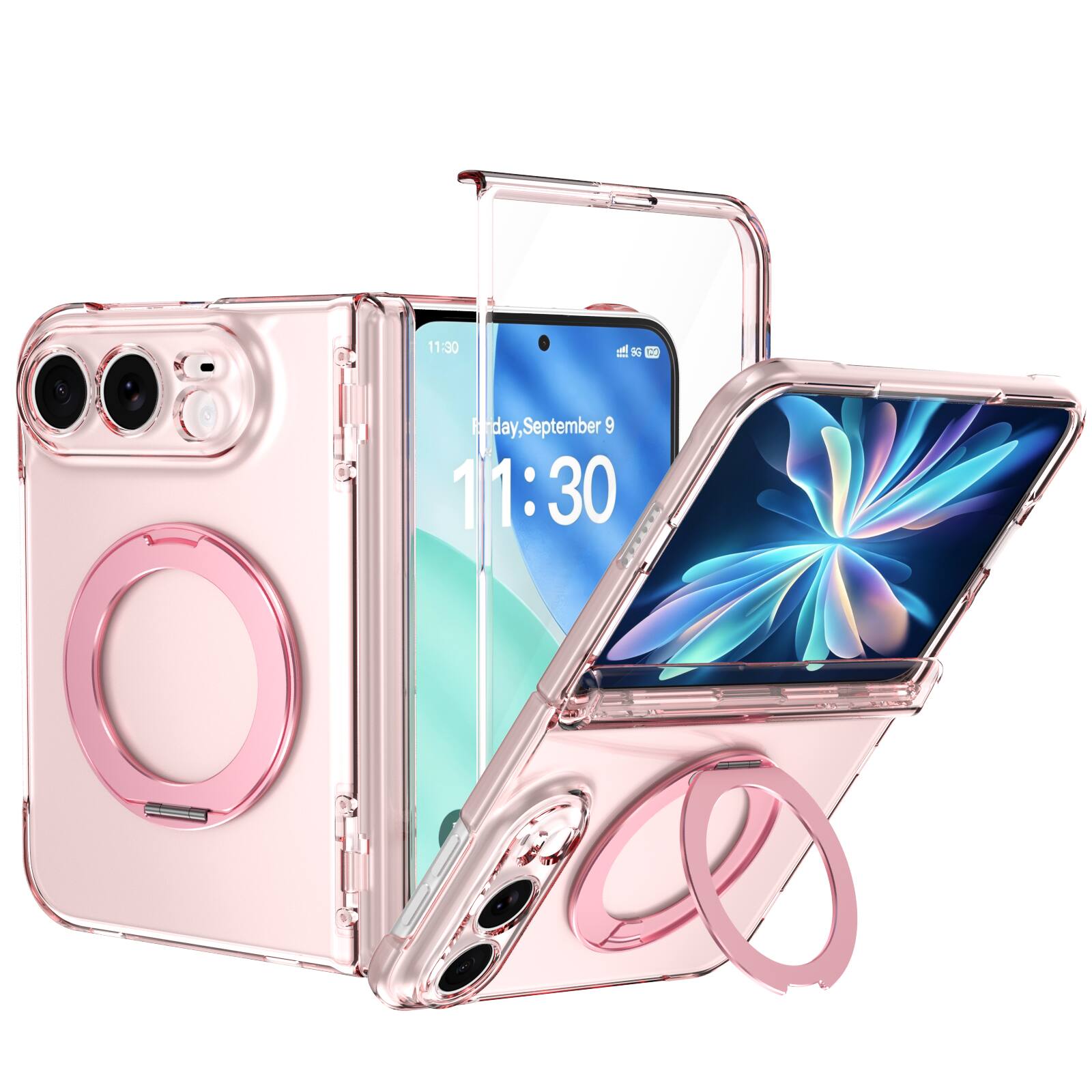 Dteck - Crystal Hybrid Magnetic Case with Screen Protector for Apple iPhone Duo, Compatible with MagSafe - Pink