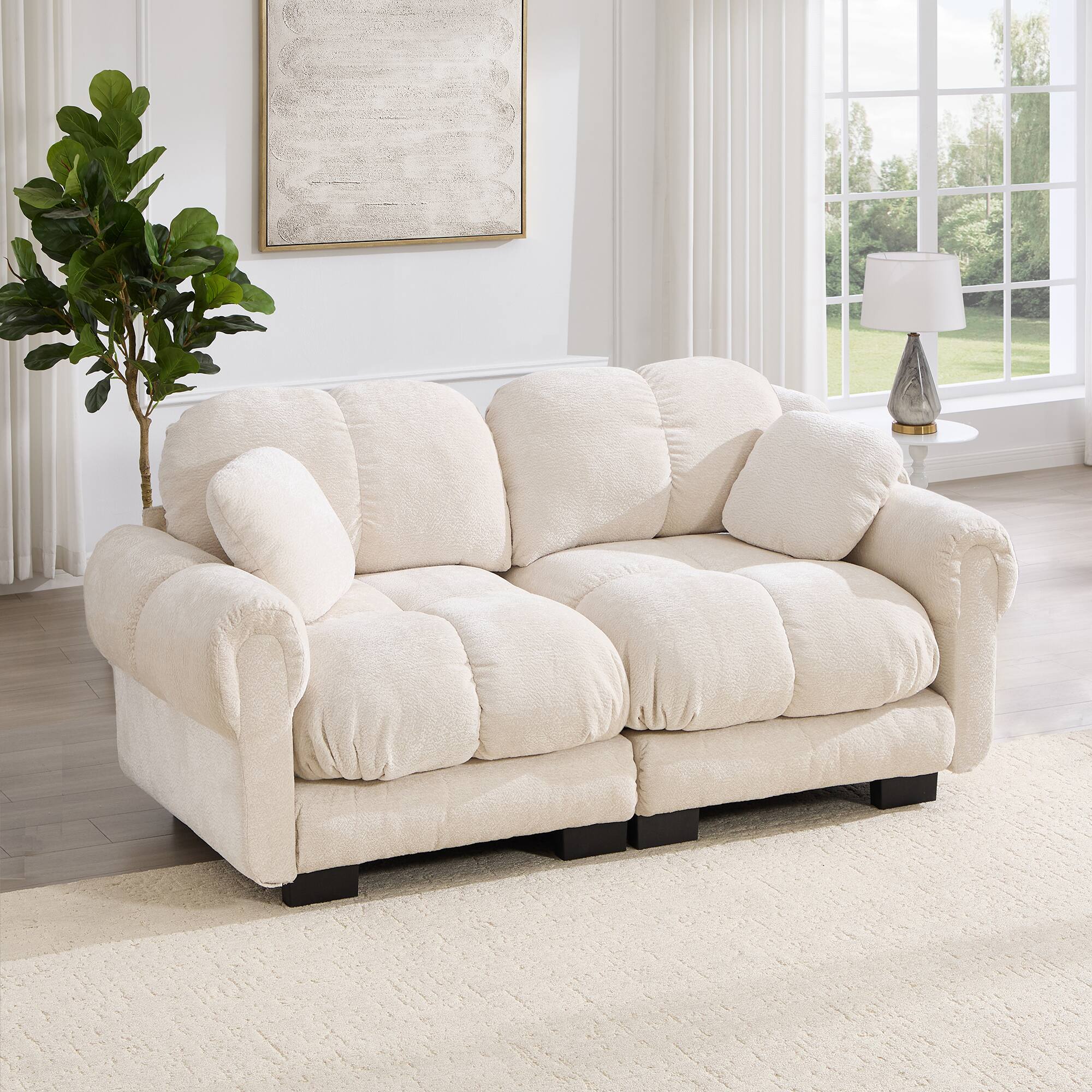 Alt View 4. Boyel Living - Cream Beige Loveseat Sofa 76.3 in L x 33.8 in W x 35.4 in H Living Room Bedroom Apartment - Cream Beige.