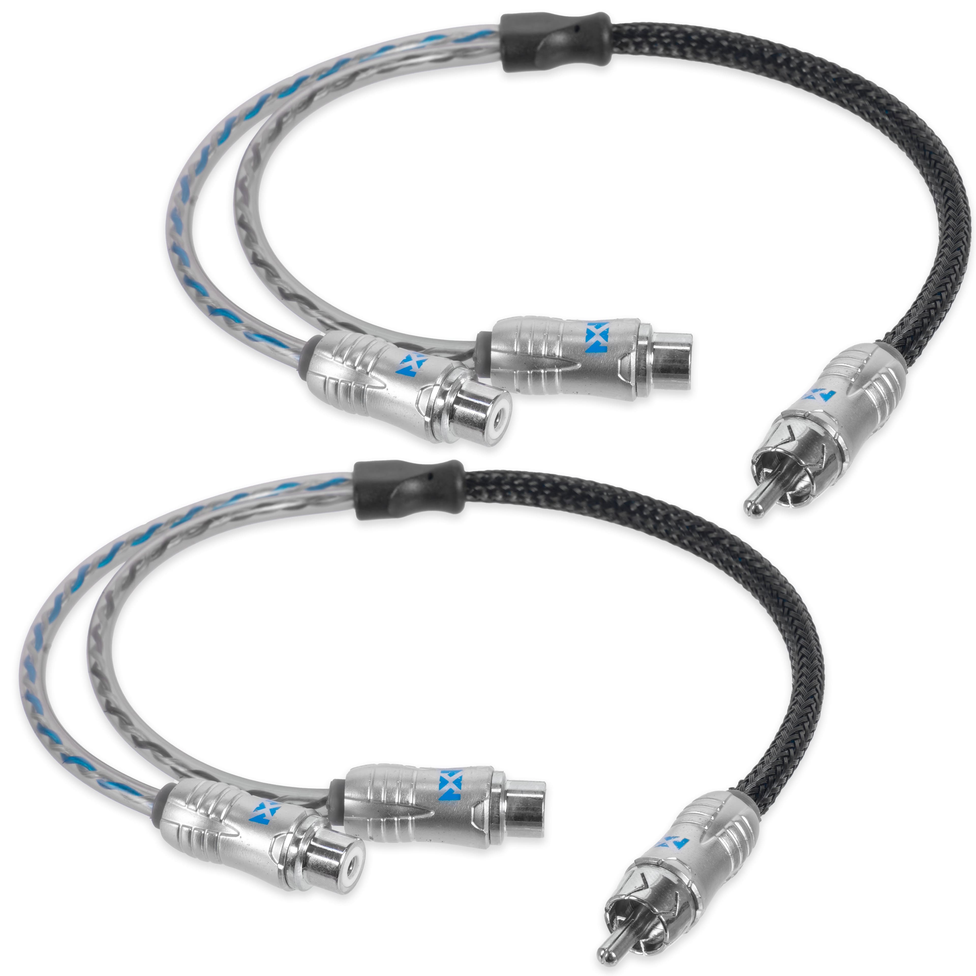 NVX - XIX2F Oxygen Free Copper 1 Male to 2 Female Y-Adapter Double Twisted Pair X-Series Car Audio RCA Audio Cable (2-Pack)