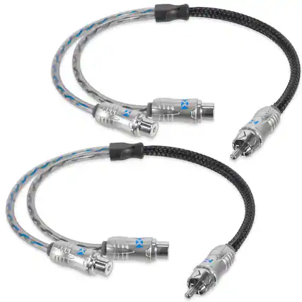 Front. NVX - XIX2F Oxygen Free Copper 1 Male to 2 Female Y-Adapter Double Twisted Pair X-Series Car Audio RCA Audio Cable (2-Pack).