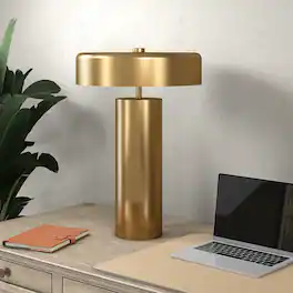 Hudson&Canal - Nash 24" Tall Table Lamp with Metal Shade in Brass/Brass