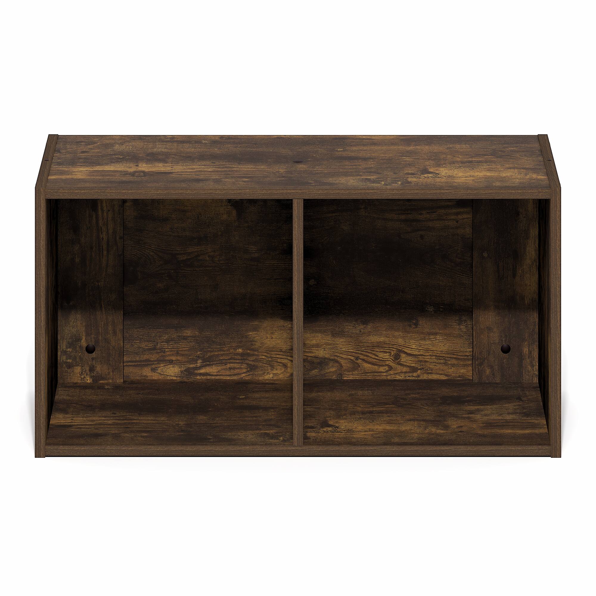 Alt View 5. Furinno - FANO Standing Bookshelf, 2-Cube Floating Shelves for Wall, Horizontal or Vertical, for Living Room, Study Room - Amber Pine.