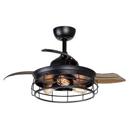 Parrot Uncle - 36" Industrial Black 3-blade Ceiling Fan with Remote - Matte Black