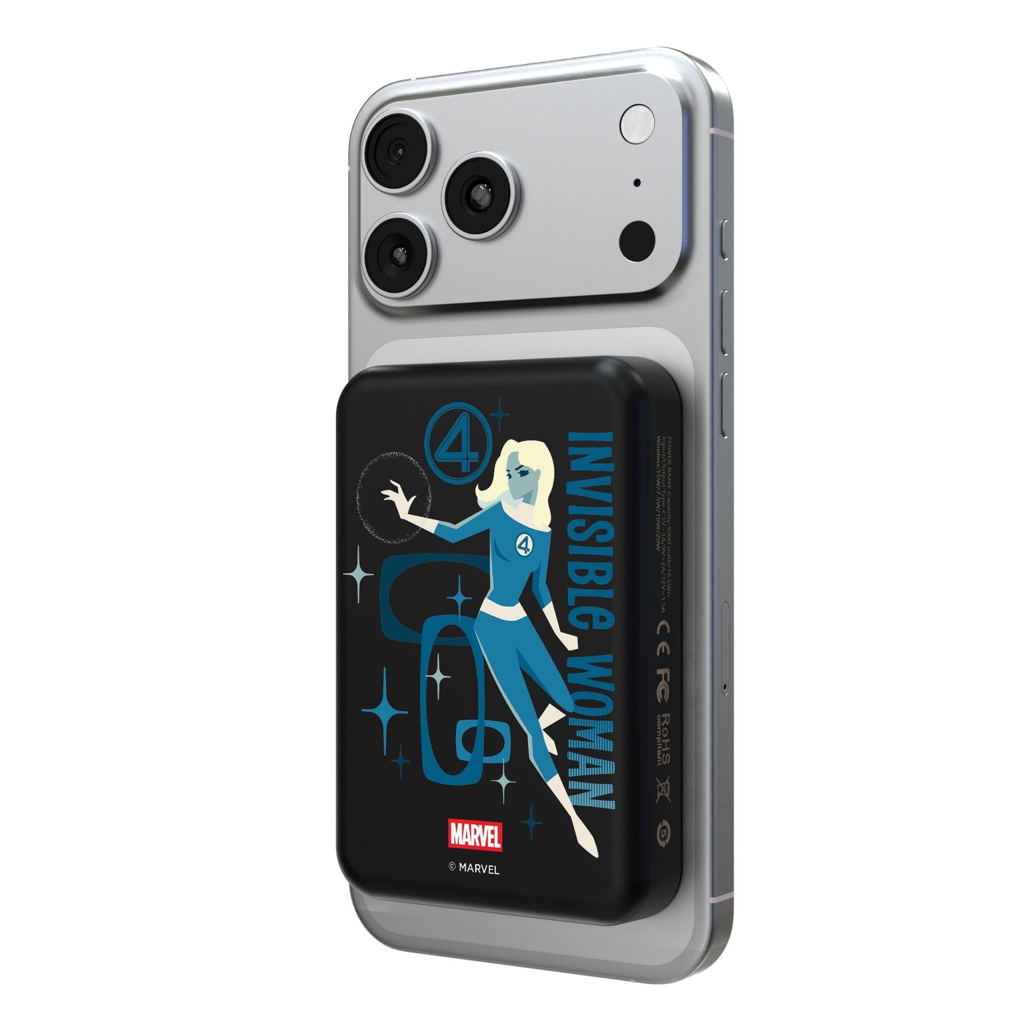 Keyscaper - Marvel Badge Wireless Mag Power Bank - Invisible Woman