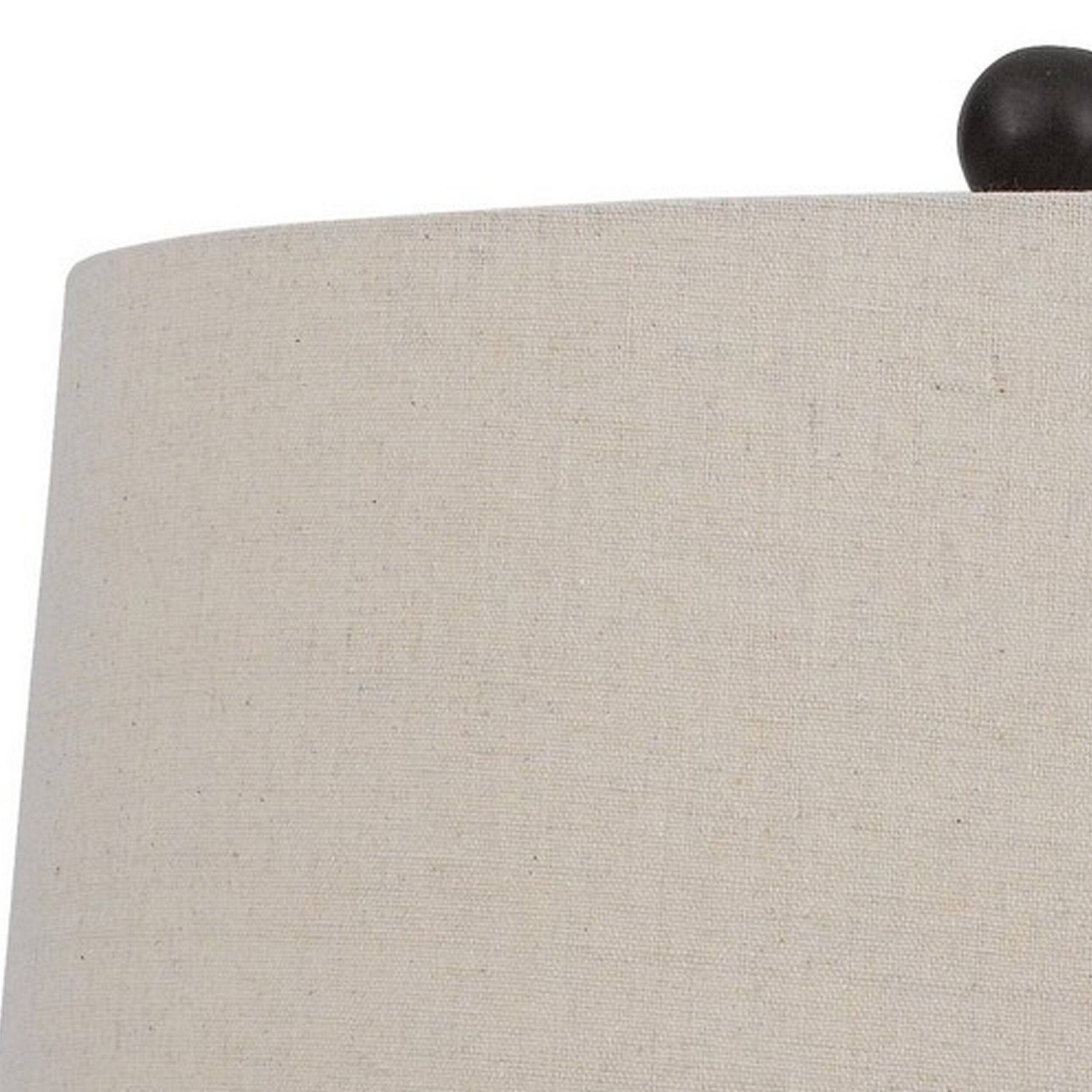Angle. Manhattan Lane - 29 Inch Classic Table Lamp, Textured Lined Body, Ceramic - Black and Beige.