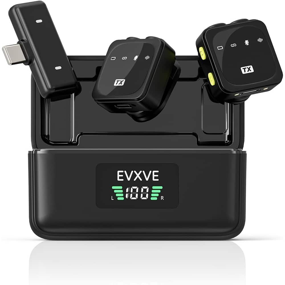 MOSZAR LLC - Wireless Lavalier Microphone with Type-C, Noise Canceling, 98ft Range