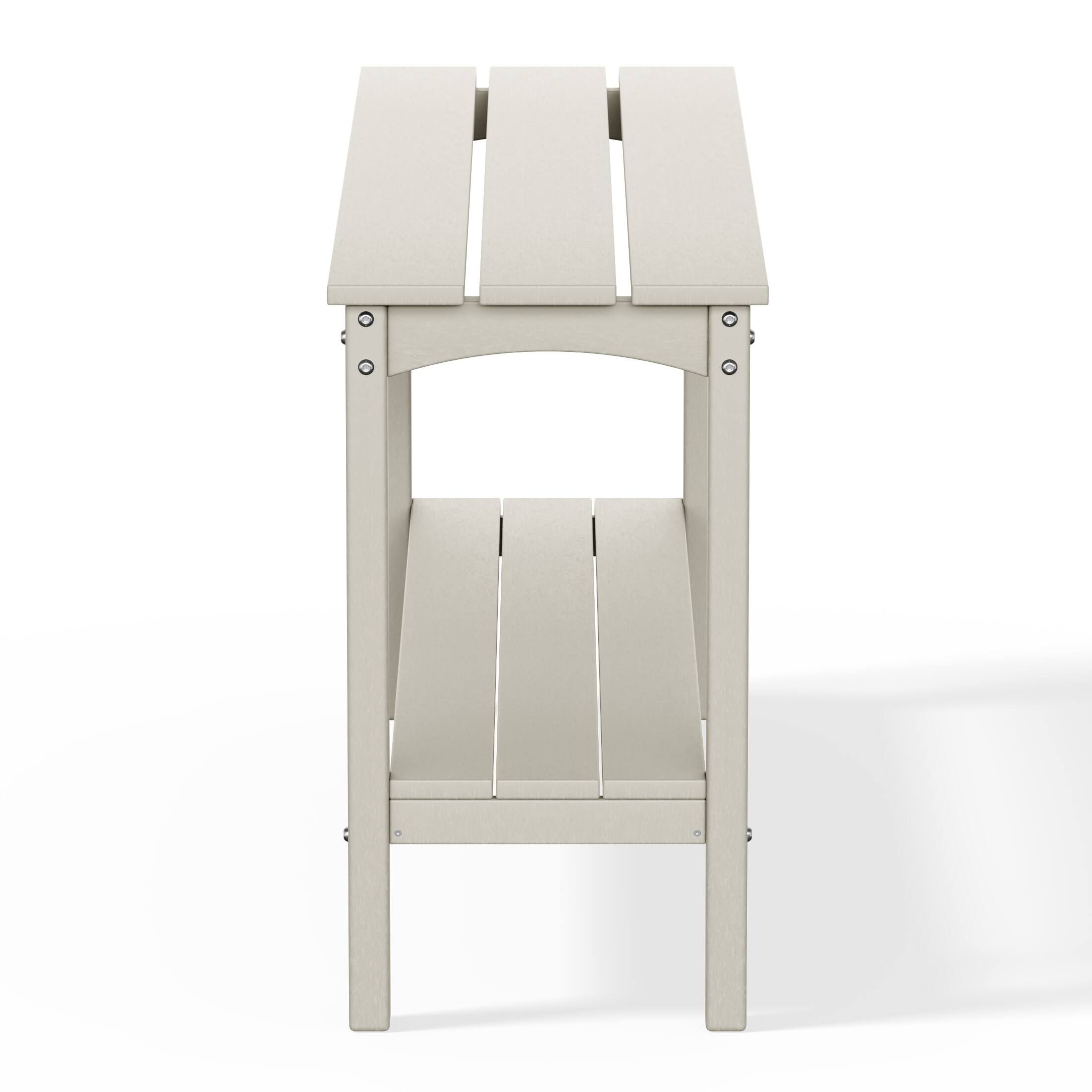 Back. WestinTrends - WestinTrends Malibu 55" Outdoor Patio HDPE Adirondack 2-Tier Shelf Console Table - Sand.