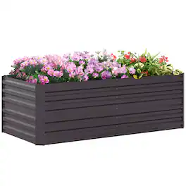 Outsunny - Galvanized Raised Garden Bed Kit with Reinforcing Bars, Large and Tall Metal Planter Box for Vegetables, 6' x 3' x 2' - Dark Gray