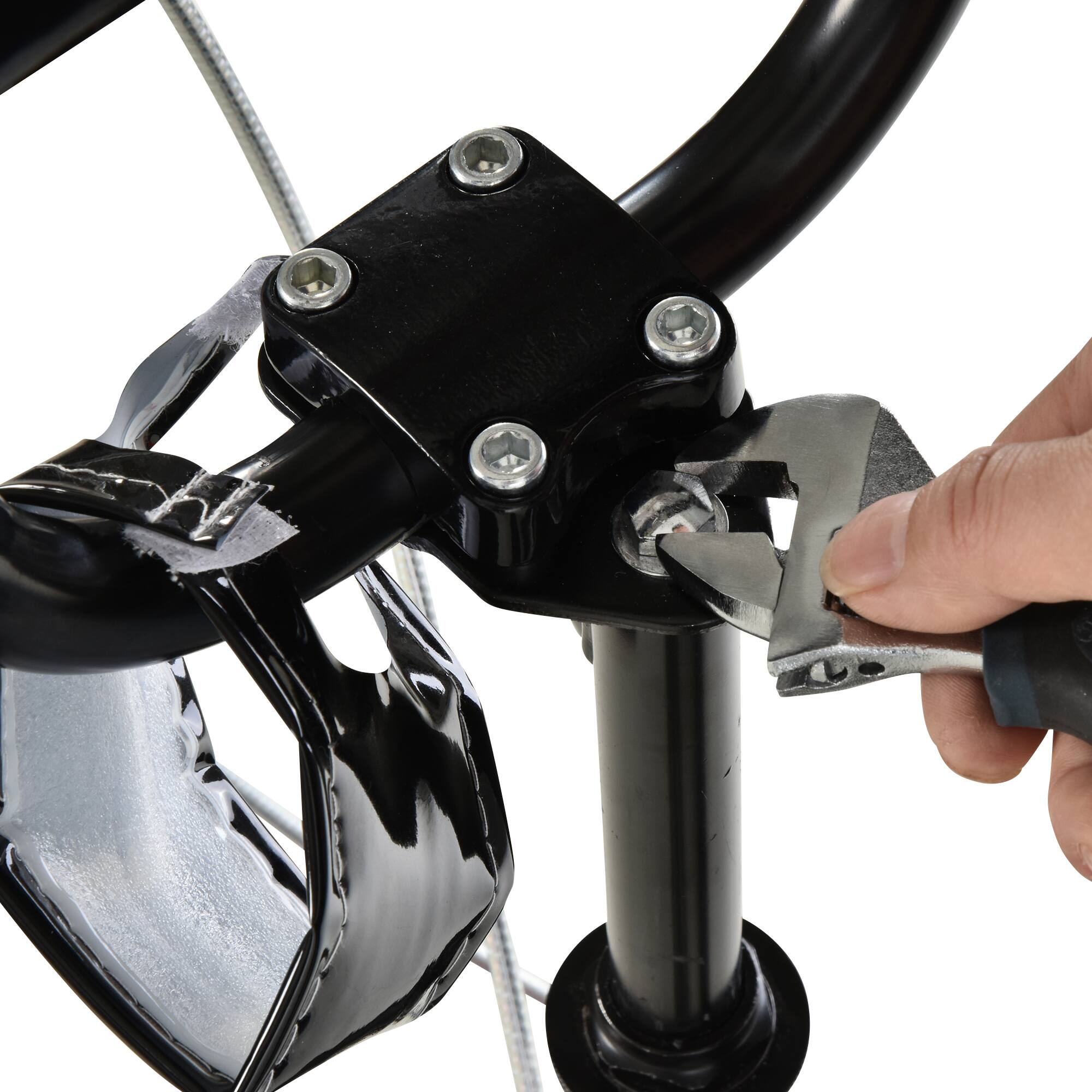 Alt View 4. Aosom - Youth Kick Scooter for kids 5+, adjustable handlebar, 16" front & rear dual brakes, inflatable wheels - White.