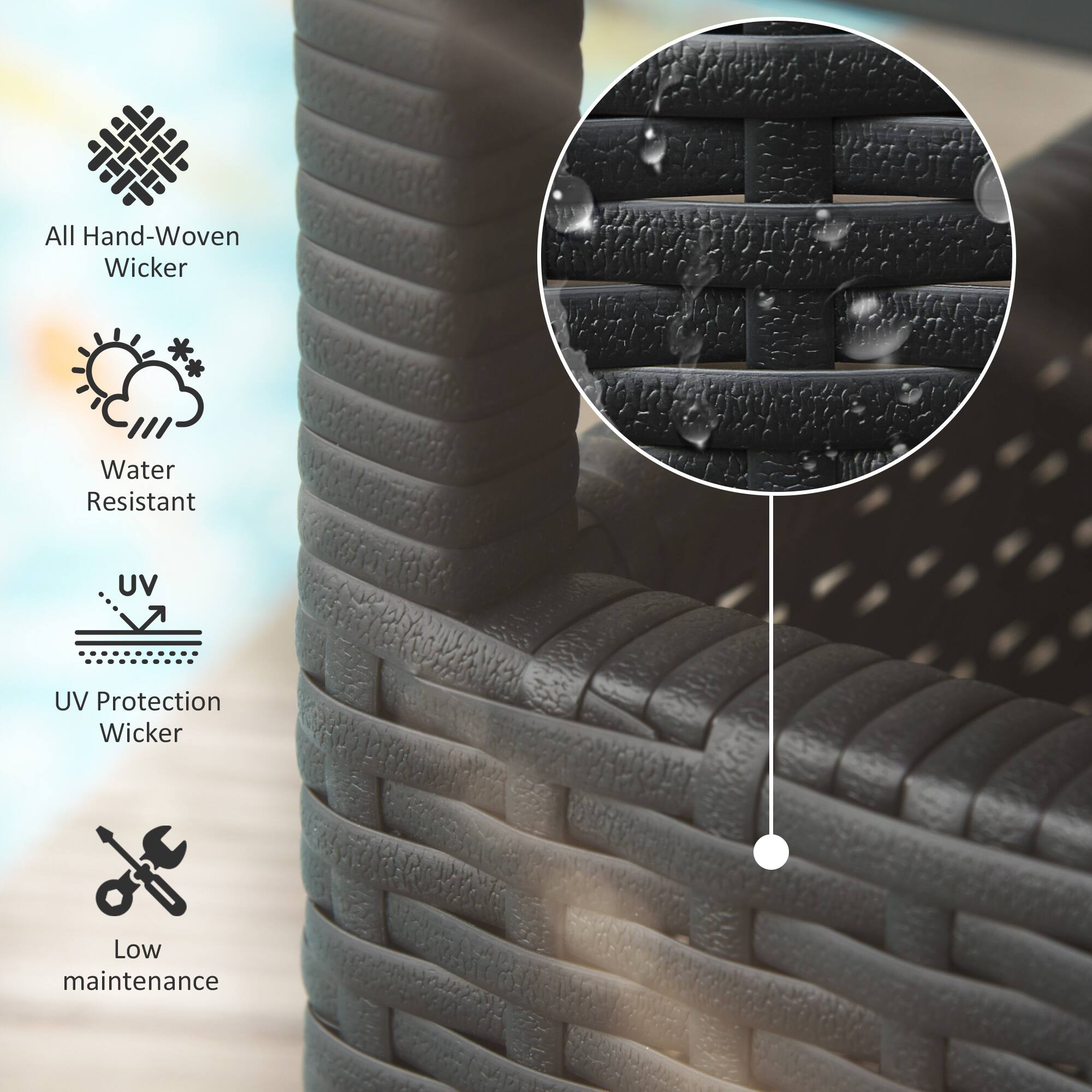 All Hand-Woven Wicker, Water Resistant, UV Protection Wicker, Low maintenance