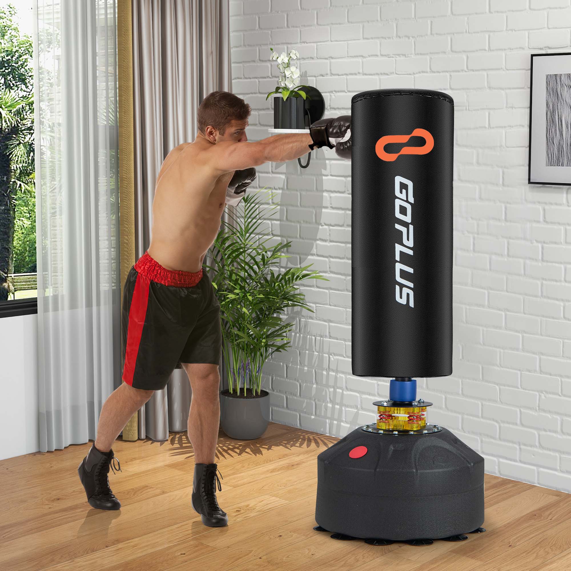 Alt View 1. Costway - Costway Freestanding Punching Bag with Stand Suction Cup Base 5-layer Construction Adults - Black.