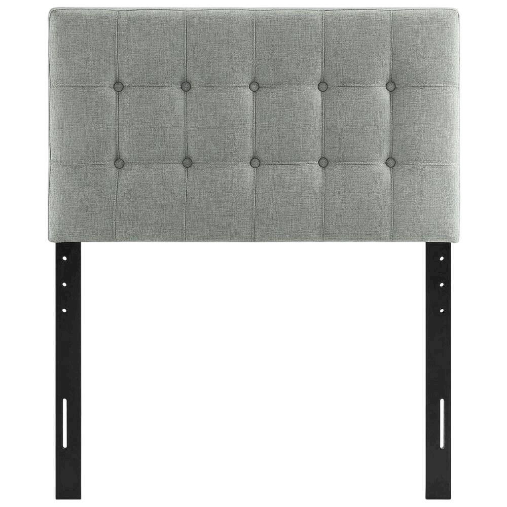 Front. FurniFact - Upholstered Fabric Twin Headboard with Soft Padding and Elegant Style - Gray.