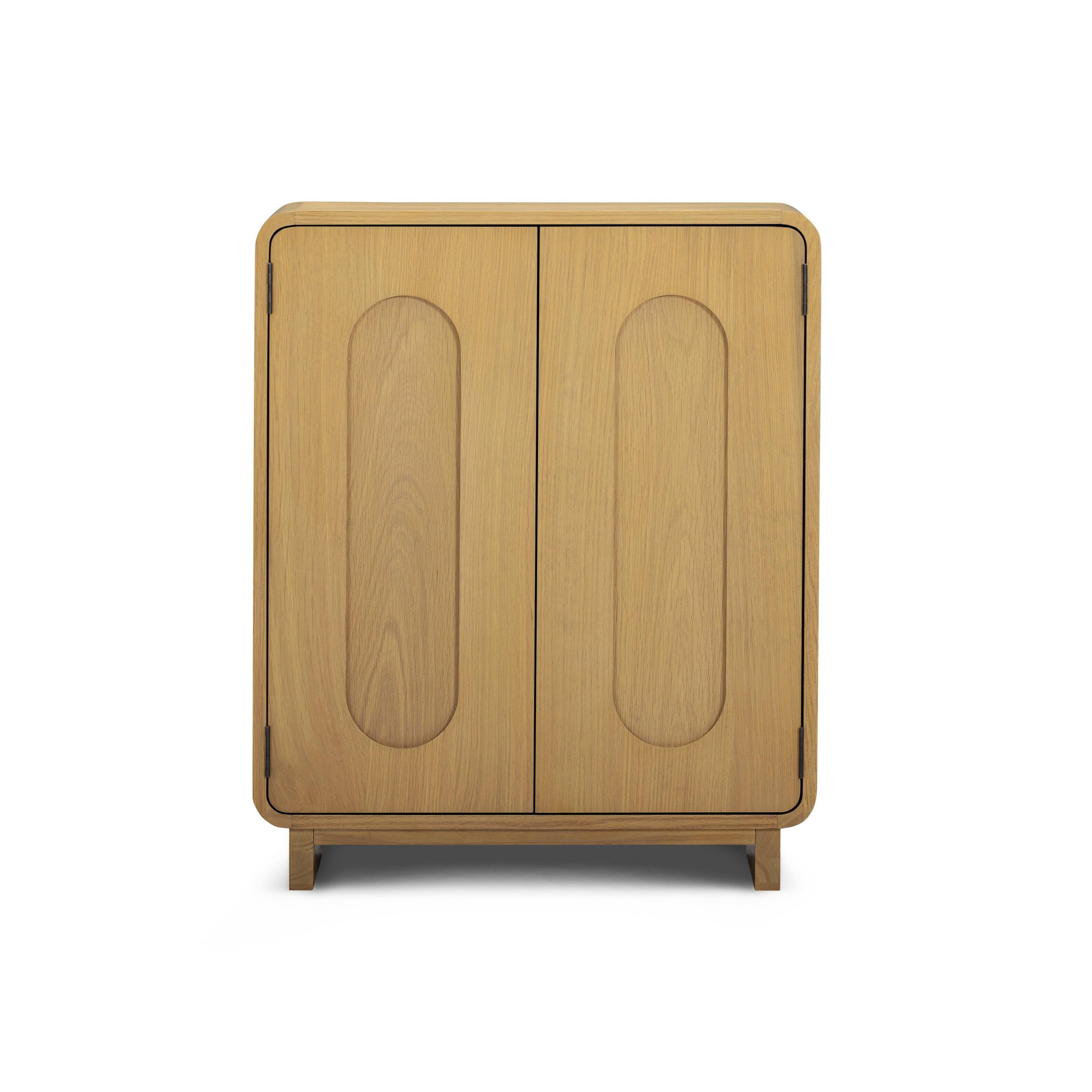 Back. Teamson Home - Oak Veneer Multi Purpose Storage Accent Cabinet with Solid Wood Frame - Natural.