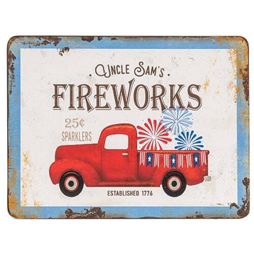 BreeBe - *Uncle Sam's Fireworks Truck Rustic Metal Sign - Multi