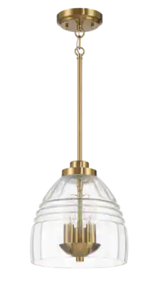 TinyHomie - Ember Three Candle Lights Chain Pendant Clear Glass Satin Brass