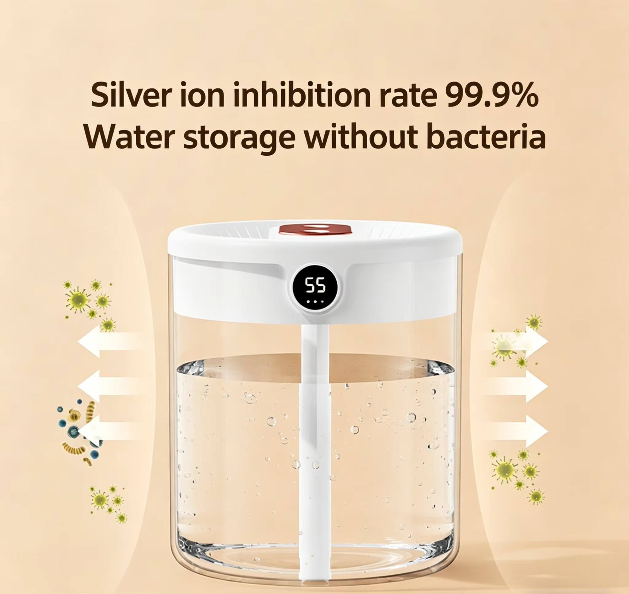 Silver ion inhibition rate 99.9%  
Water storage without bacteria