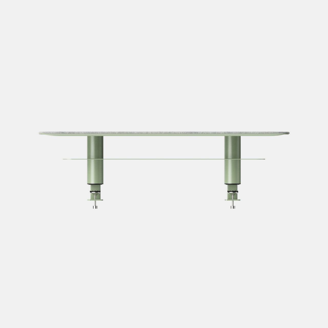 Angle. Branch Furniture - Branch Small Monitor Stand – Sturdy Steel Stand with Elegant Felt Liner, Hidden Storage, and Universal Clamp - Sage.