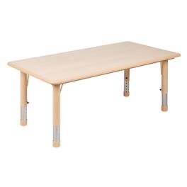 Alamont Home - Wren 23.625"W x 47.25"L Plastic Adjustable Activity Table-School Table for 6 - Natural