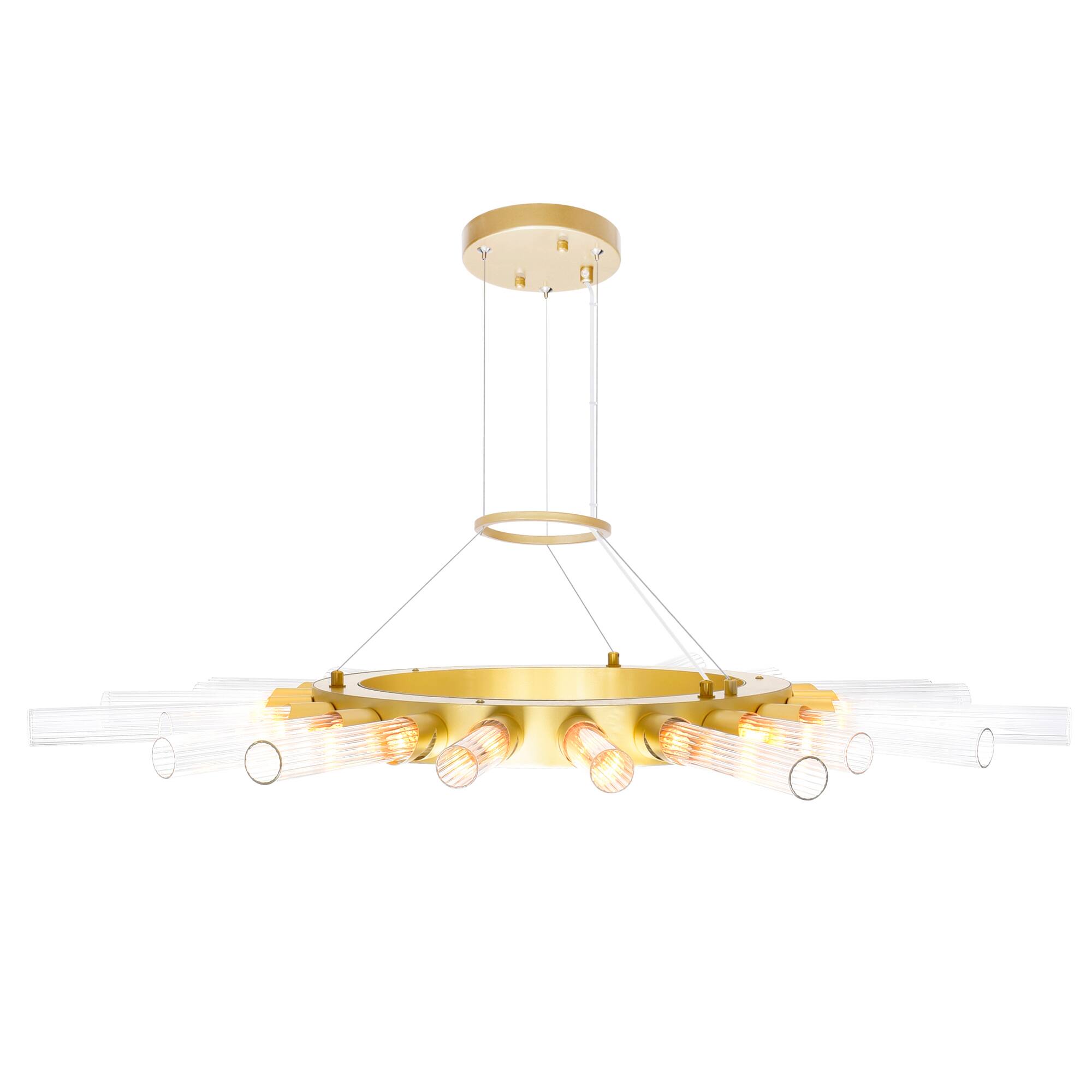 Angle. CWI Lighting - Collar 21 Light Chandelier With Satin Gold Finish - Satin Gold.