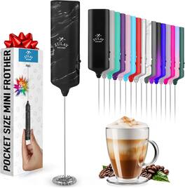 Zulay Kitchen - Mini & Mighty Detachable Whisk Milk Frother – Compact Pocket Size - Black Marble