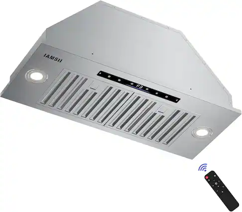 Front. Chery Life - 30 in. 900 CFM Silver Insert Touch Control Stainless Steel Kitchen Range Hood with 4 Speed Exhaust Fan - Silver.