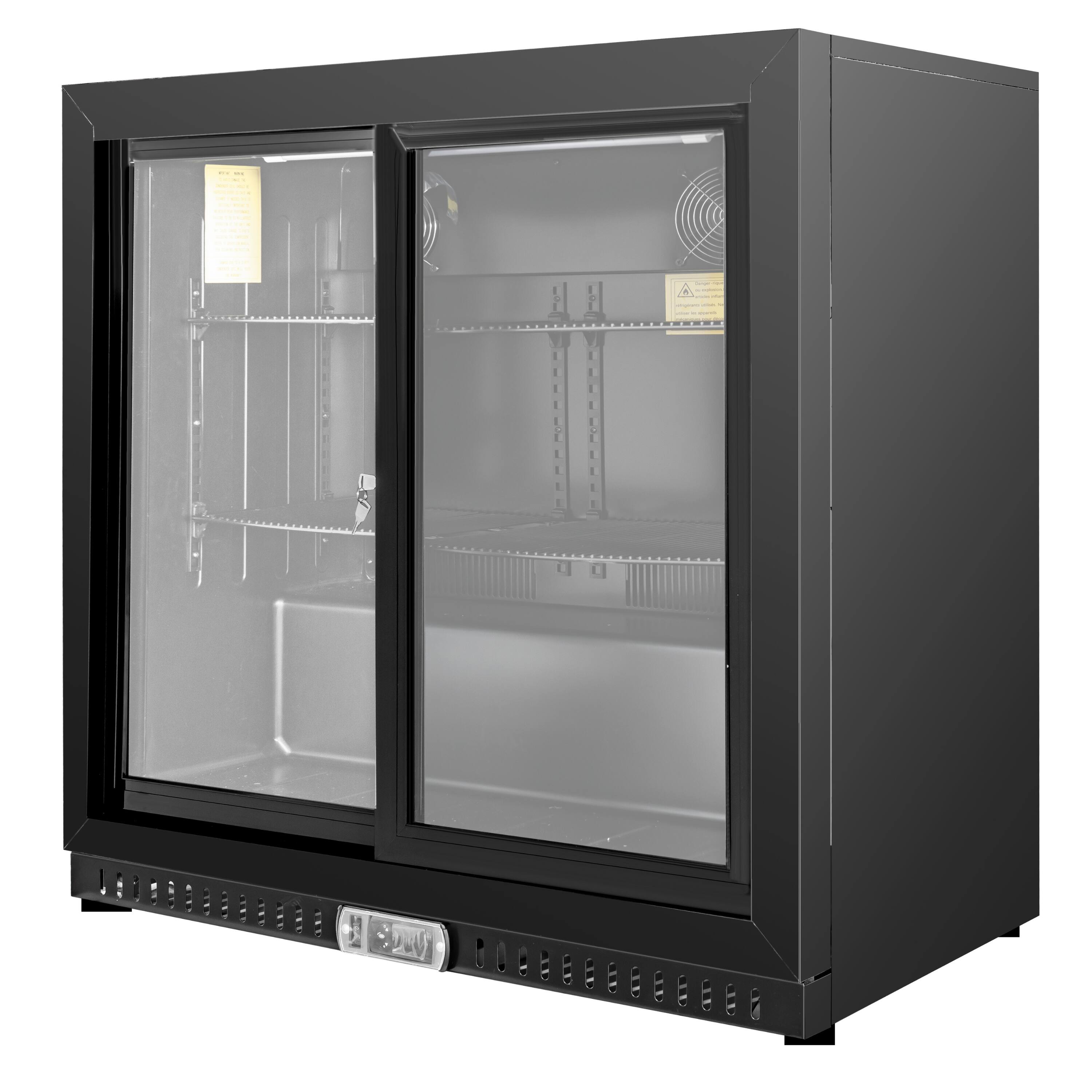 Left. Equator - Equator Vitlife 7.5 Cu.Ft. Bar Fridge, 2 Sliding Glass Doors, LED, Beer & Wine Cooler for Bar/Home - Black.