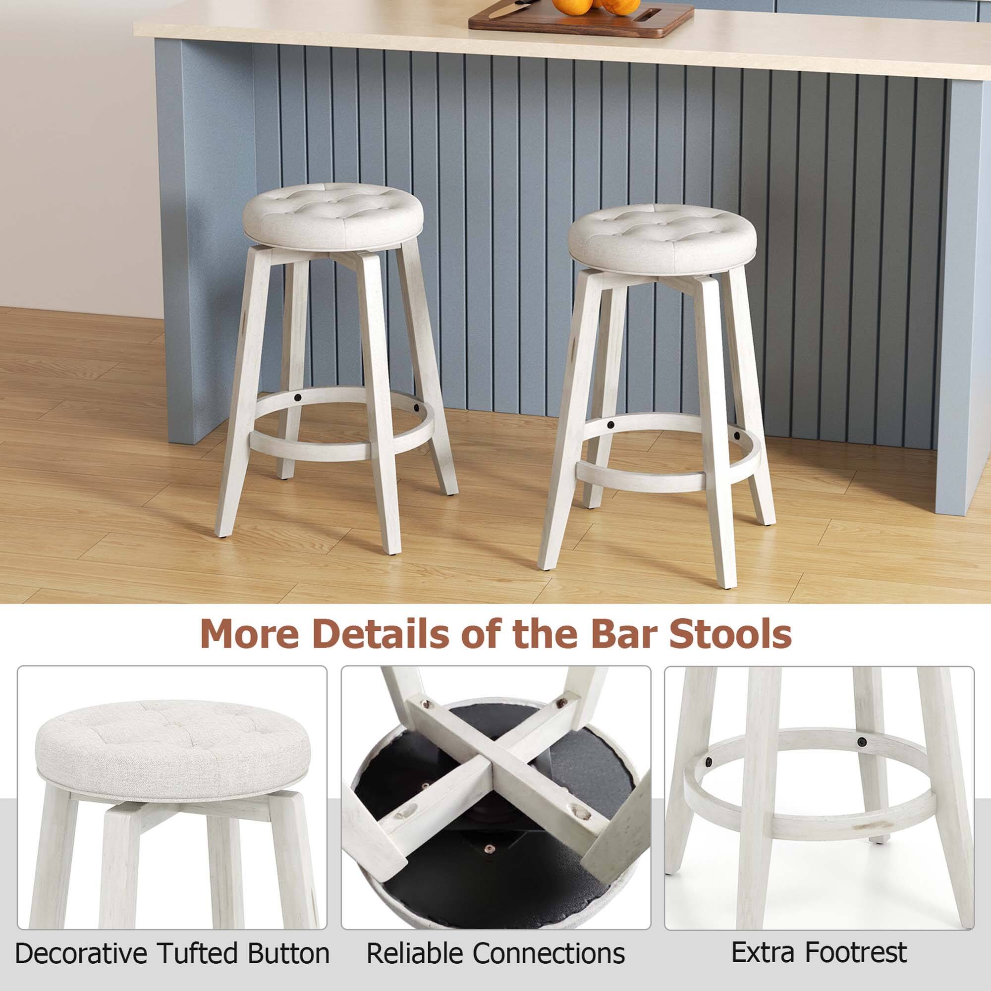 More Details of the Bar Stools

- Decorative Tufted Button
- Reliable Connections
- Extra Footrest
