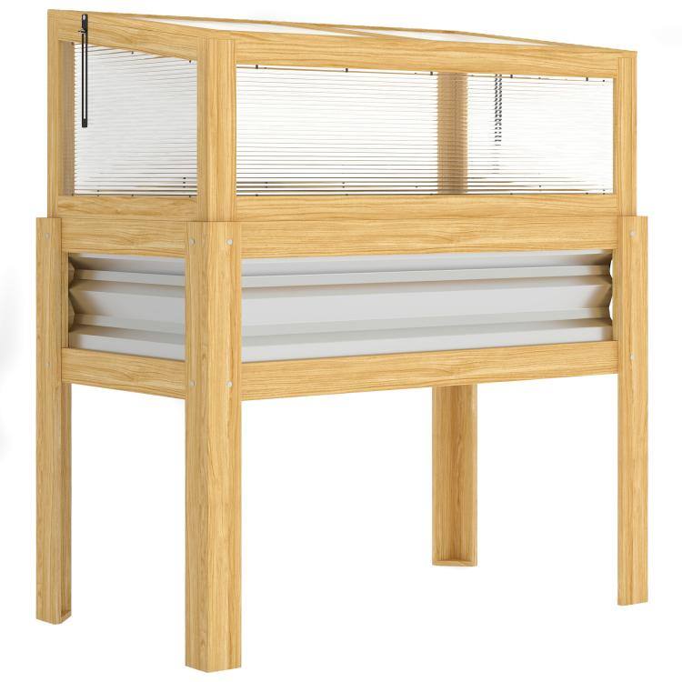Alt View 10. PULUZ - Raised Garden Bed with Mini Greenhouse, Elevated Planter Box with Legs and Bed Liner for Flowers, Vegetables - Natural.