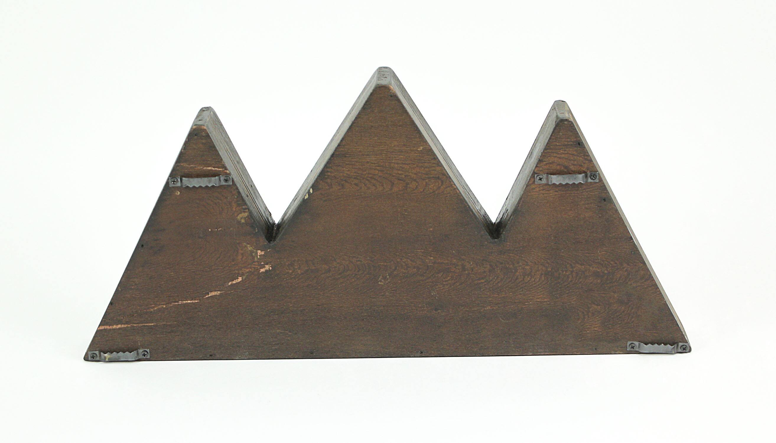 Alt View 3. Zeckos - Dark Brown Wooden Geometric Triangle Crystal Display Shelf 16.5 x 7.75 x 2 inch - Brown.