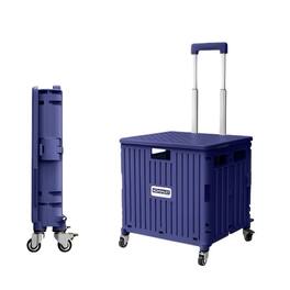 Viviendo - 68L Foldable Utility Cart - Omni-Directional Wheels & Metal Telescopic Handle, Portable Collapsible Handcart - Purple