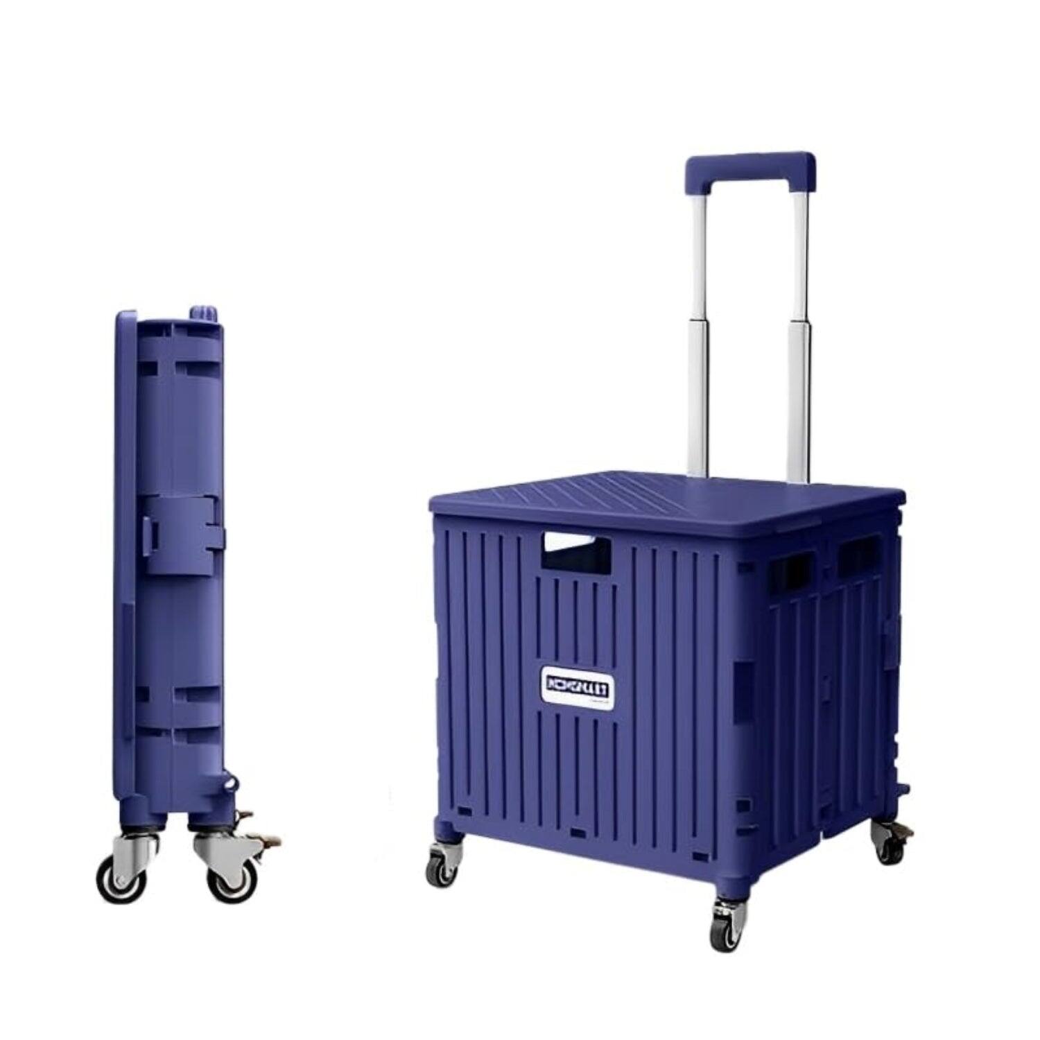 Front. Viviendo - 68L Foldable Utility Cart - Omni-Directional Wheels & Metal Telescopic Handle, Portable Collapsible Handcart - Purple.
