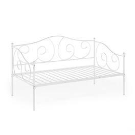 Hivvago - Twin size Victorian Metal Daybed Frame - 350 lbs. Weight Capacity - White