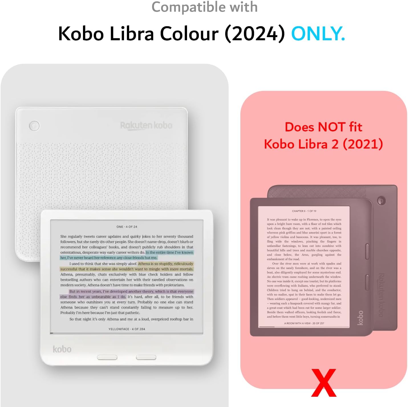 TUDIA M FLIP Detachable Clear Magnetic Case for Kobo Libra Colour