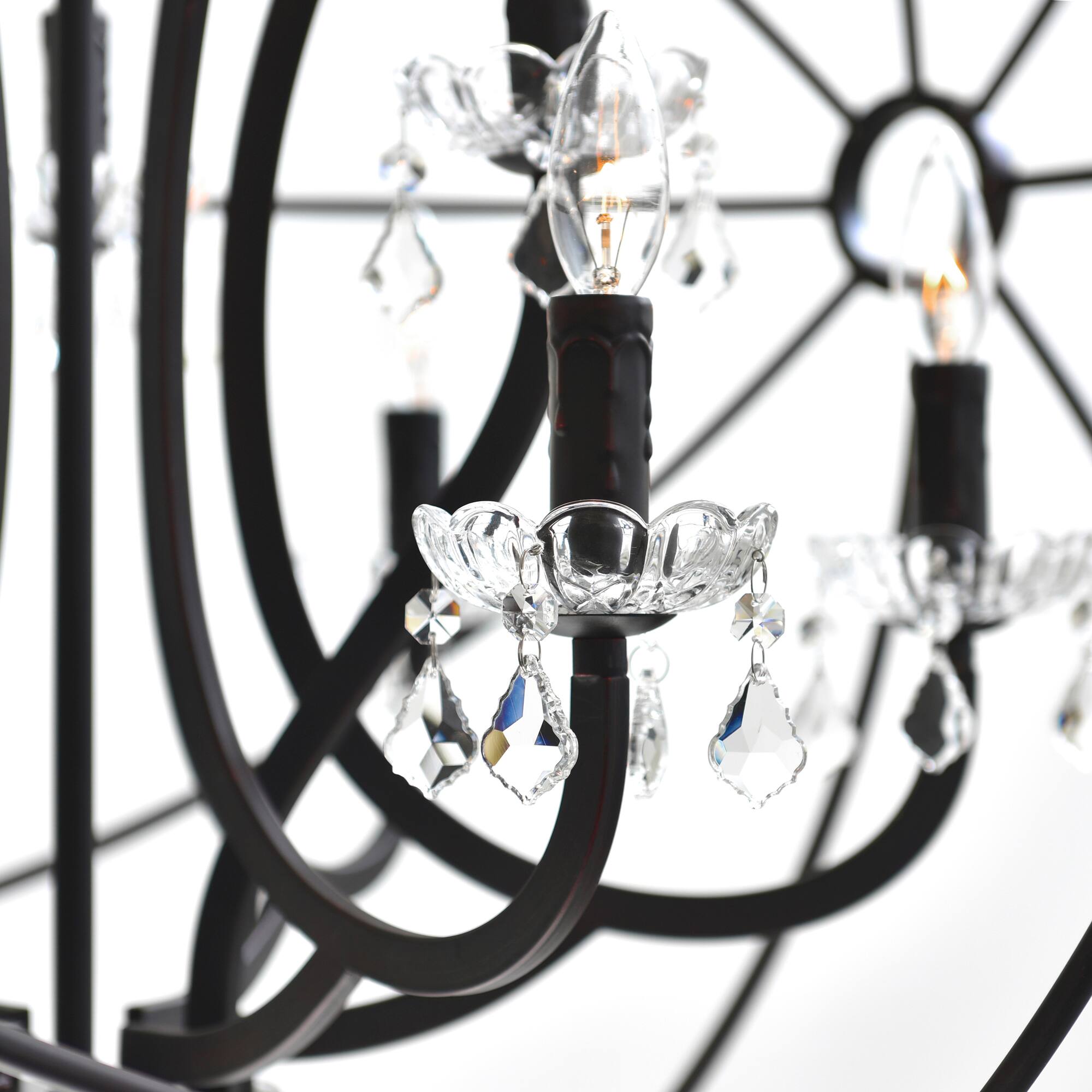 Left. CWI Lighting - Campechia 12 Light Up Chandelier With Brown Finish - Brown.