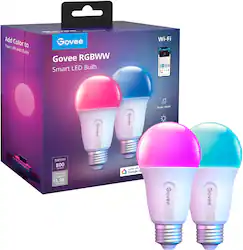 Govee - A19 800 Lumens Wi-Fi Smart LED Bulb (2-Pack) - Multi - Front_Zoom