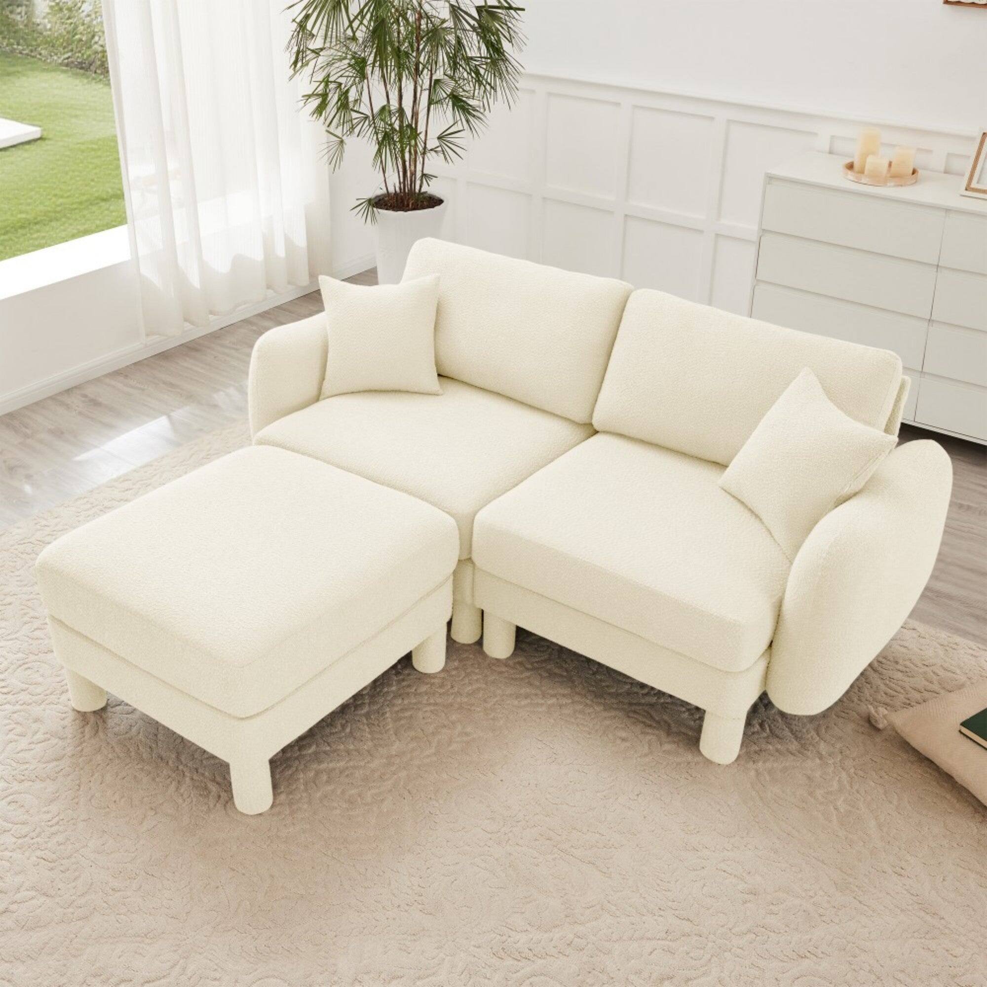 Alt View 2. Boyel Living - Boucle Fabric 2 Seat Sectional Loveseat Sofa - Beige.