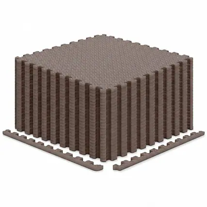 Front. Costway - Costway 24 Tiles 25" x 25" Puzzle Exercise Mat with Borders for Home Gym Playroom 104 sq.ft - Brown.