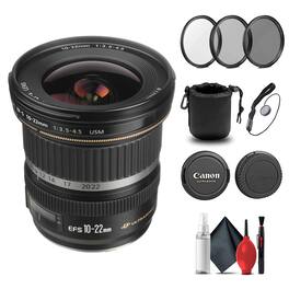 Canon - EF-S 10-22mm f/3.5-4.5 USM Lens (9518A002) + Filter + Lens Pouch + More - Black