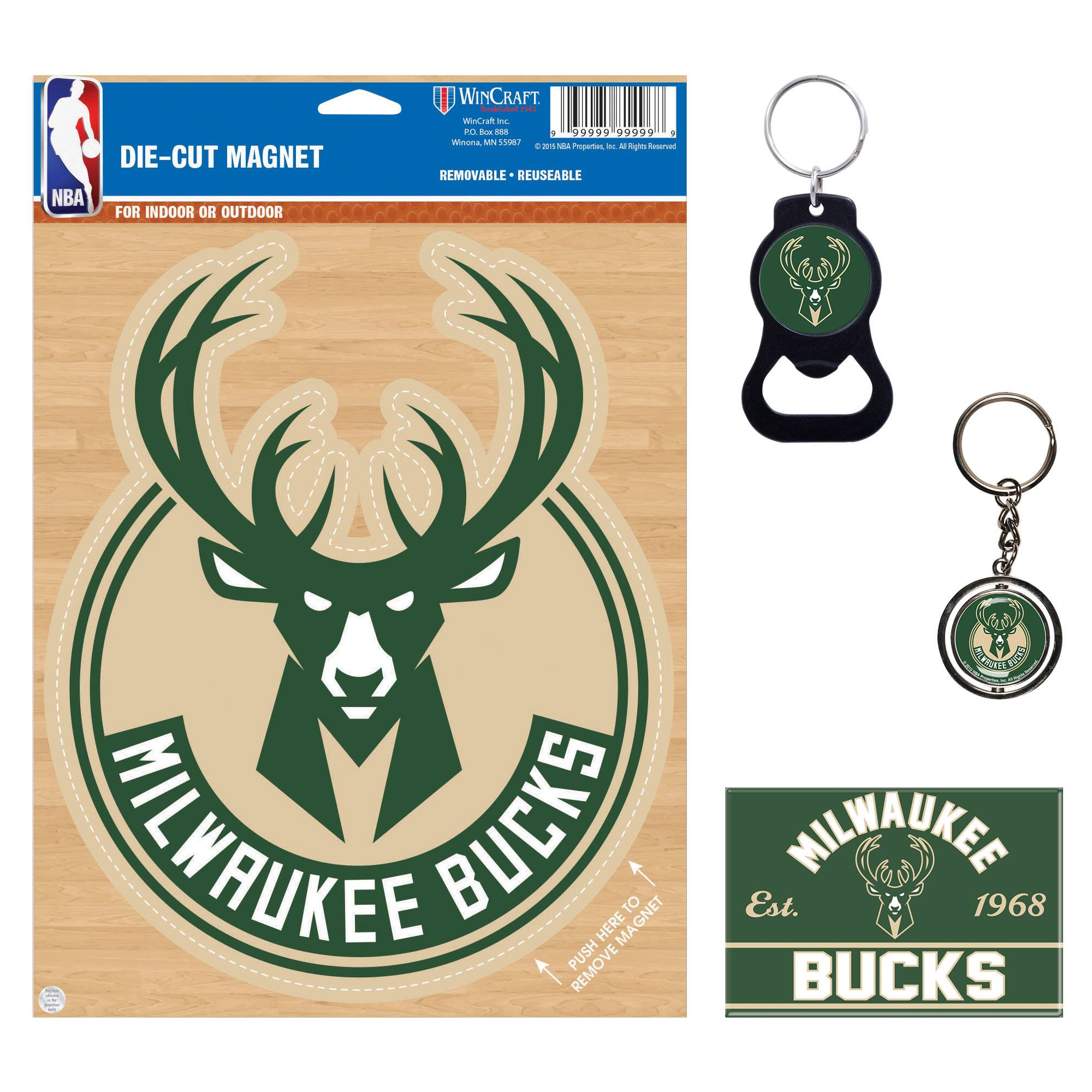 DIE-CUT MAGNET  
FOR INDOOR OR OUTDOOR  

MILWAUKEE BUCKS  

PUSH HERE TO REMOVE MAGNET  

REMOVABLE • REUSABLE  

MILWAUKEE  
Est. 1968  
BUCKS  

WINCRAFT  
WinCraft  
PO Box 888  
Winnona, MN 55188  
©2019 NBA Properties, Inc. All Rights Reserved
