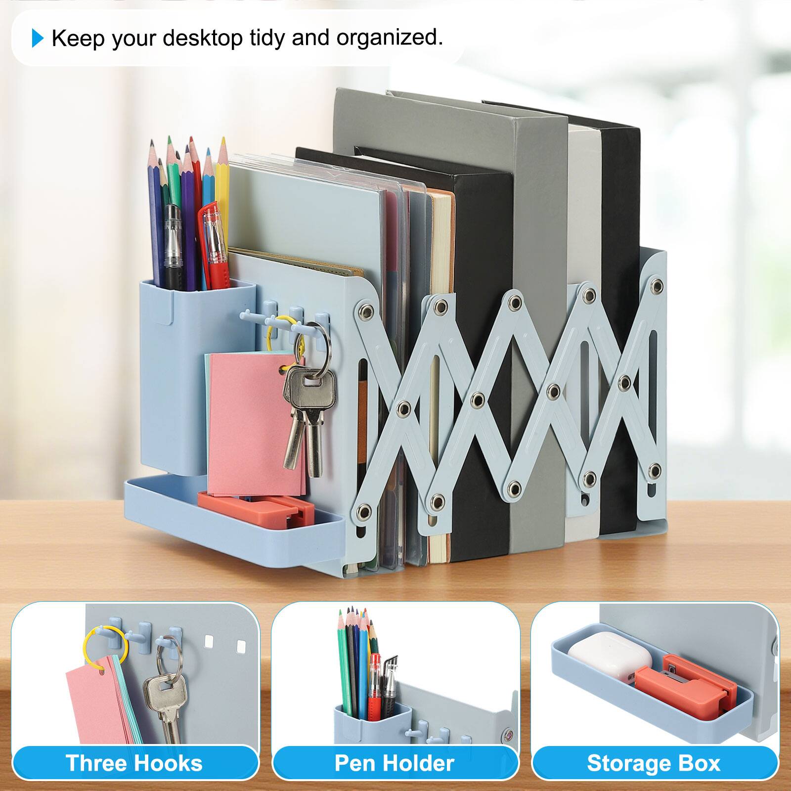 Keep your desktop tidy and organized.

Three Hooks Pen Holder Storage Box