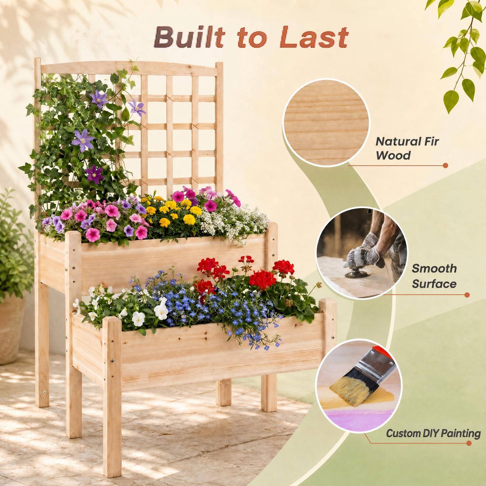 Built to Last

Natural Fir Wood

Smooth Surface

Custom DIY Painting