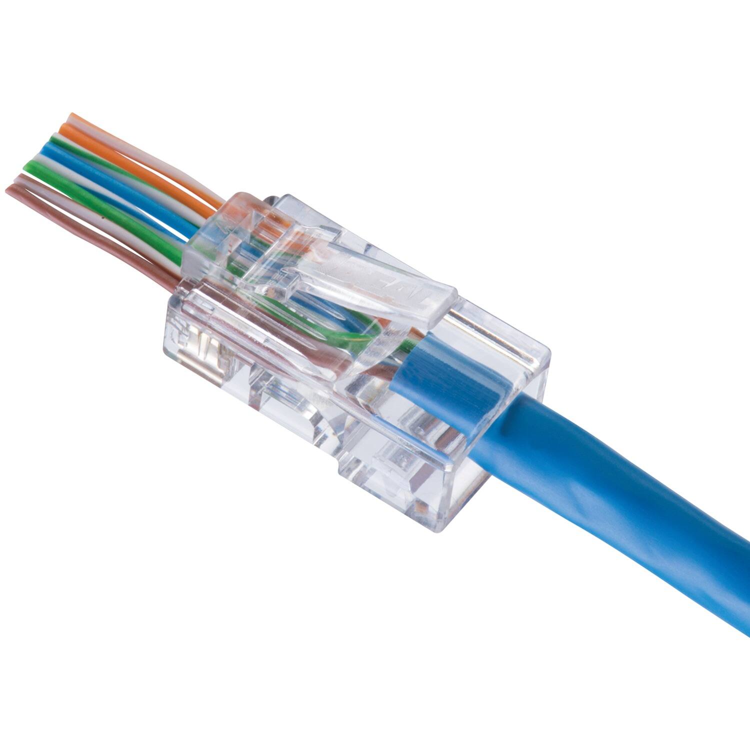 Alt View 2. IDEAL - CAT-5E Feed-Thru RJ45 Mod Plugs 50 Pack - Clear.